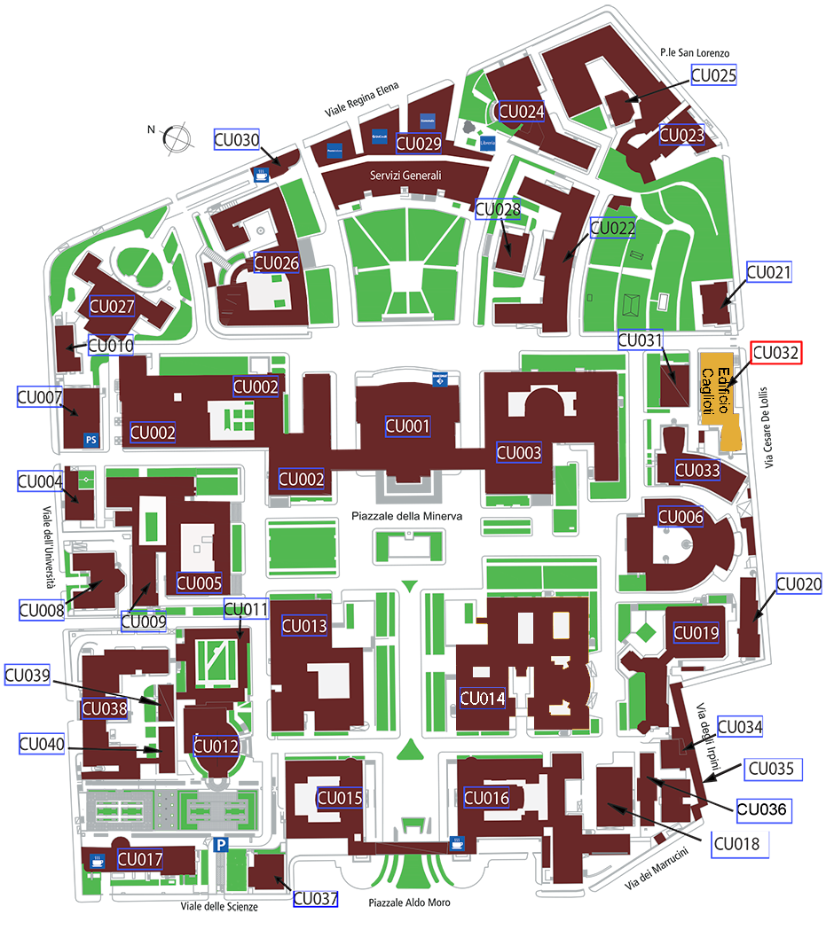 mappa della Città Universitaria Sapienza
