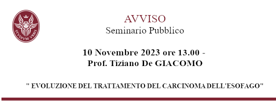 Seminario Pubblico - Prof. Tiziano De Giacomo