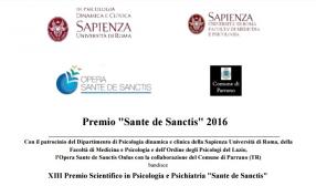XV Premio Scientifico in Psicologia e Psichiatria "Sante de Sanctis" 