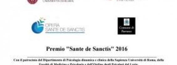 XV Premio Scientifico in Psicologia e Psichiatria "Sante de Sanctis" 