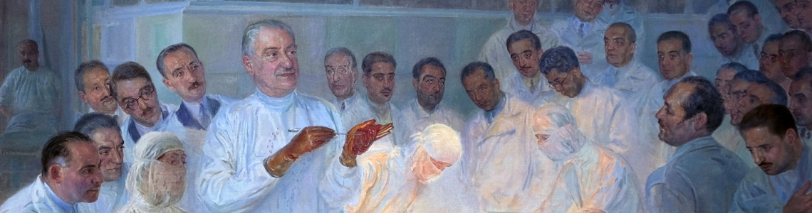 quadro "La scuola romana di chirurgia del Prof. Alessandri" opera di Roberto Fantuzzi