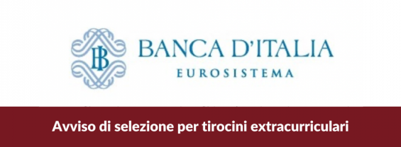 Banner Tirocini Banca D'Italia e Sapienza