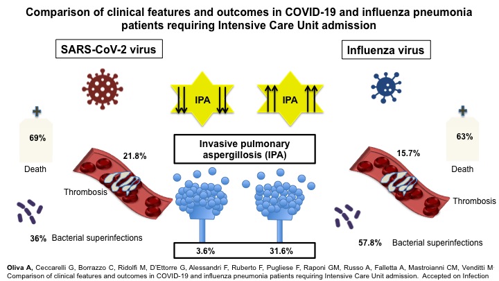 Confronto clinico e prognostico della polmonite da SARS-CoV-2 e da virus Influenza che richiede ricovero in Terapia Intensiva