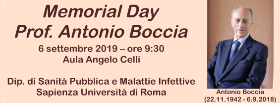 Memorial Day - Prof. Antonio Boccia, venerdì 6 settembre 2019