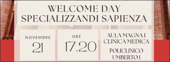 Welcome Day Specializzandi Sapienza (21 novembre)