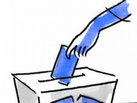 immagine di un'urna elettorale con introduzione della scheda di voto